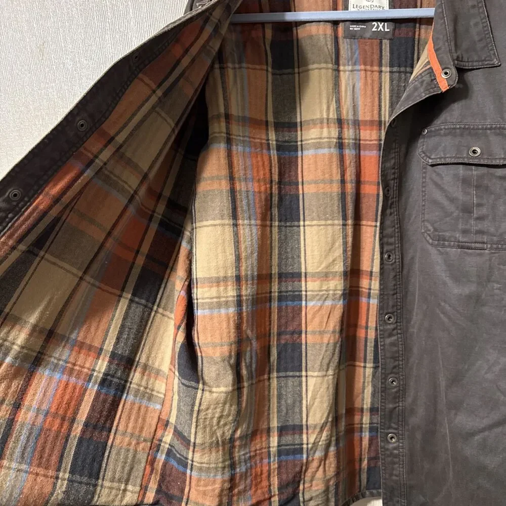 Legendary Whitetails Jacket Mens 2XL  Brown Journeyman Flannel Lined Waxed - Picture 2 of 16